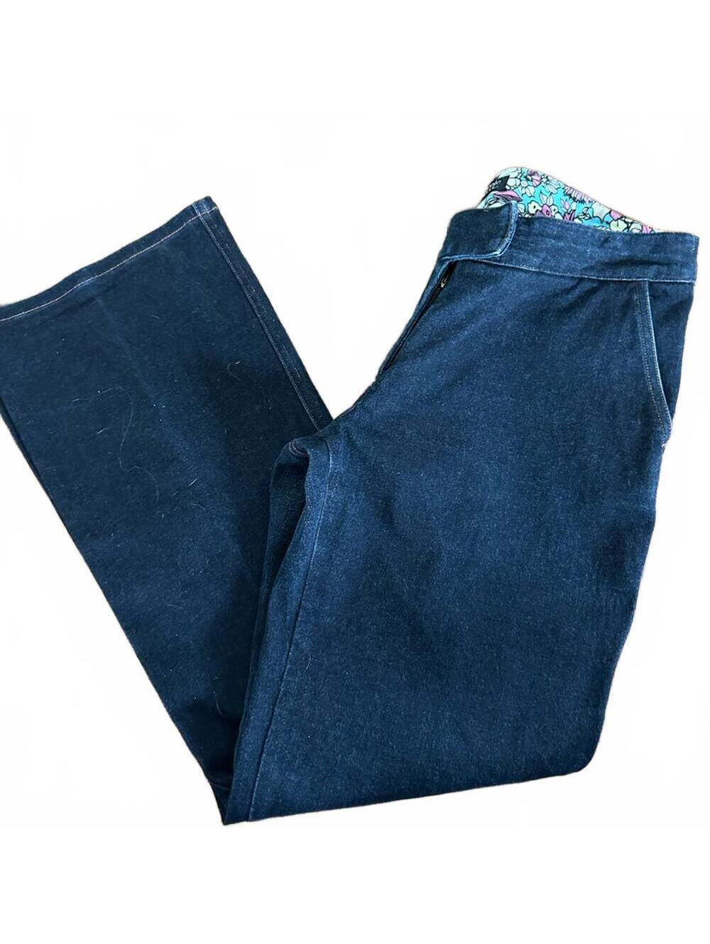 NICOLE MILLER Blue Denim Dark Wash Jeans Size 12 Flare Leg Dressy Classic Pants
